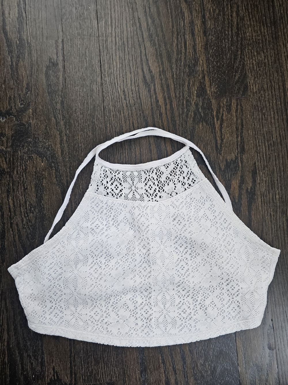 White Lace Halter Crop Top - Hollister